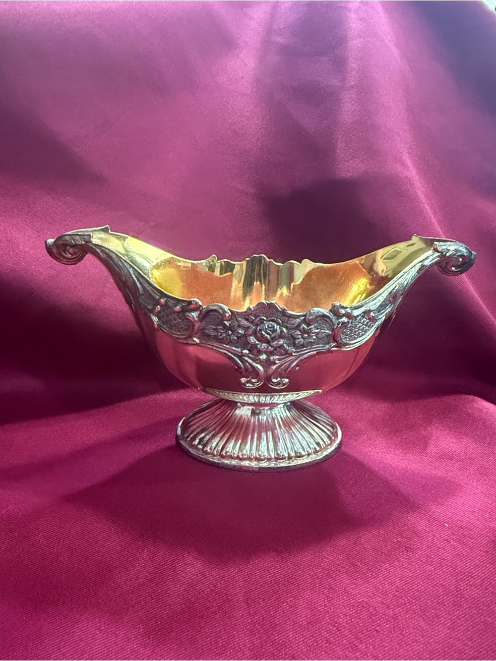 Vintage Ornate Gold Decorative Pedestal Bowl